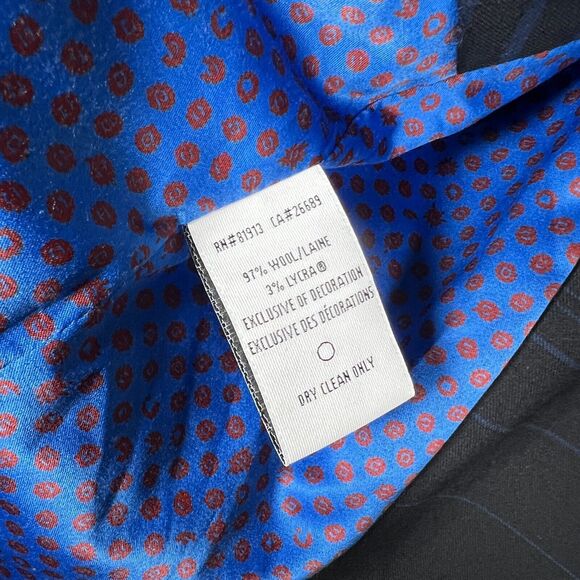 Robert Graham Mens Blazer 40 Classic Fit Wool Striped Ombre Sport Coat Navy - Picture 6 of 13